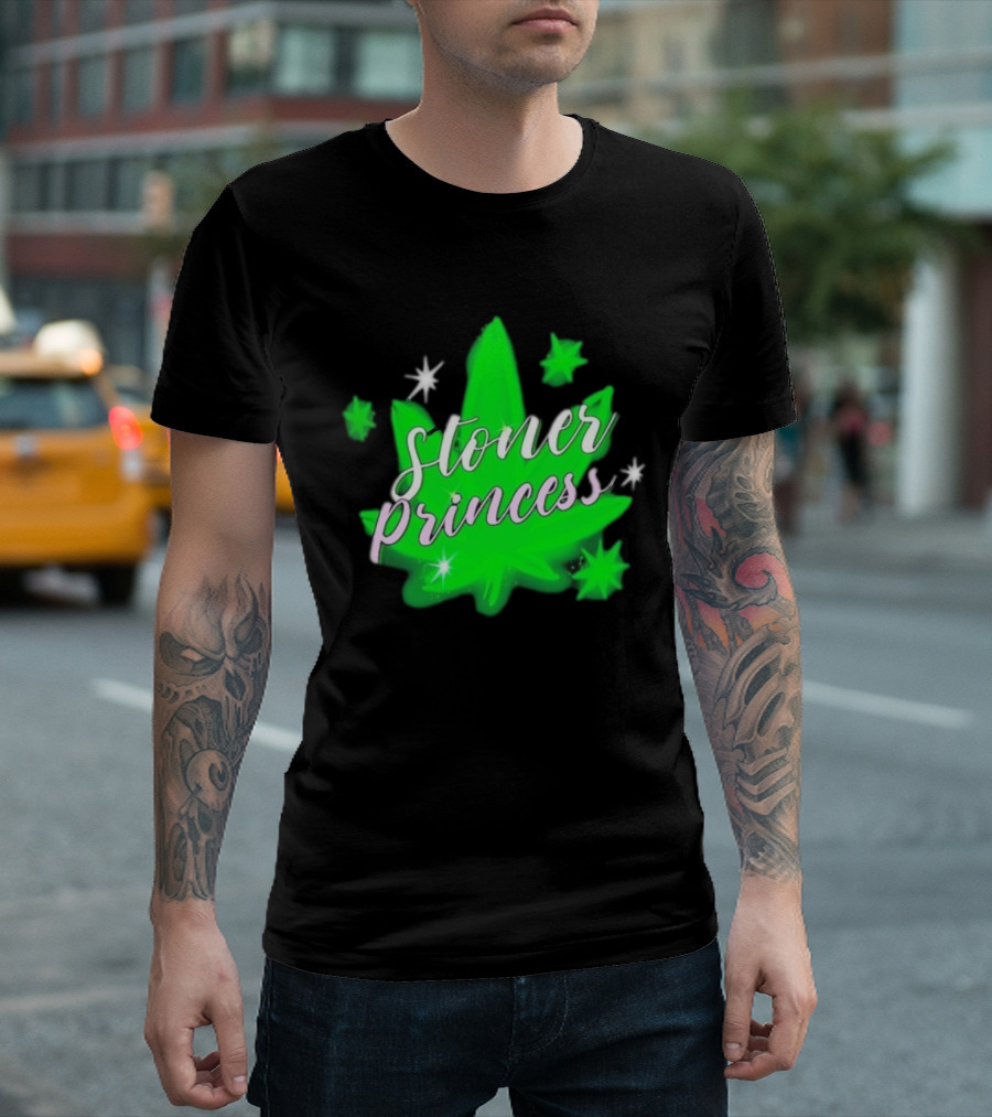 Stoner Princess Cannabis Leaf Royalty Stars T-Shirt