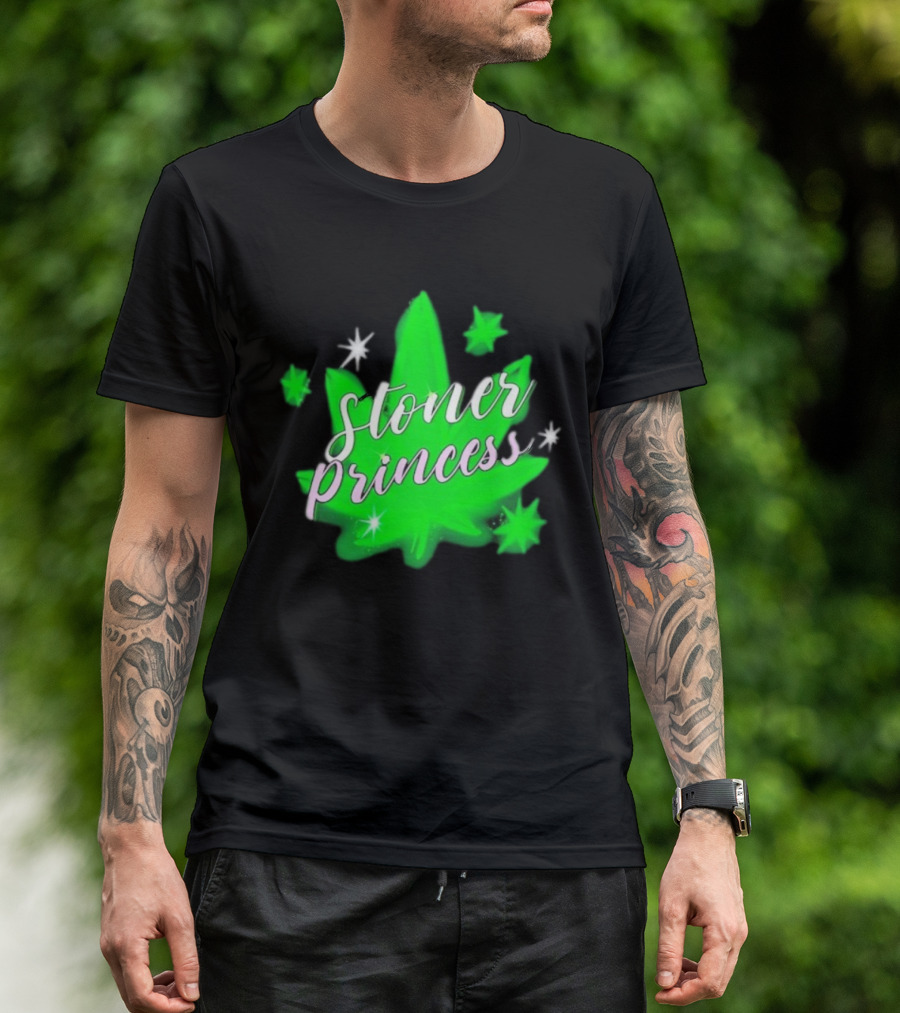 Stoner Princess Cannabis Leaf Royalty Stars T-Shirt