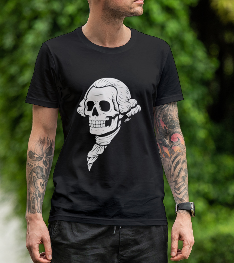 Poor Richard Monogram Skull Wig Icon T-Shirt