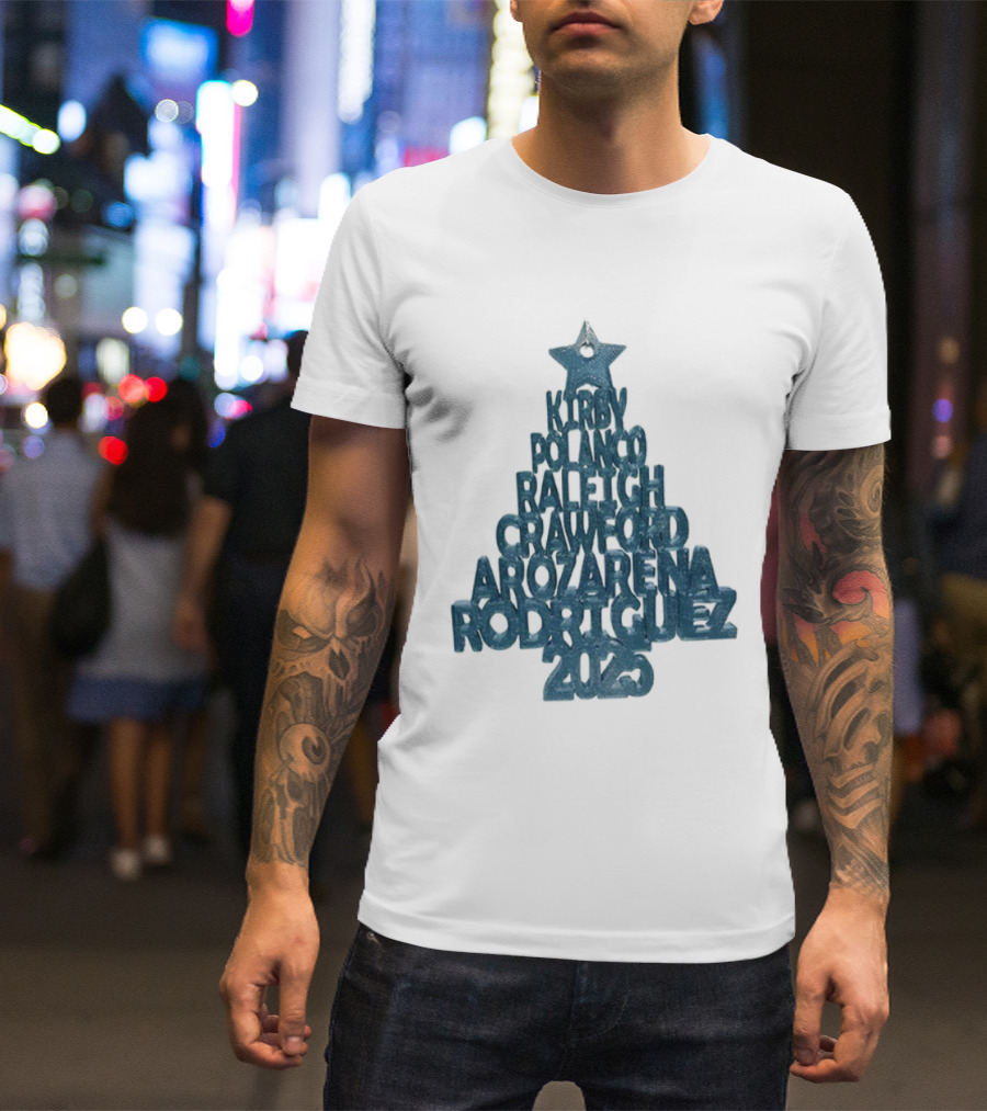 2025 Seattle Mariners Kelenic Pollock Raleigh Crawford Arozarena Rodriguez Christmas Tree T-Shirt