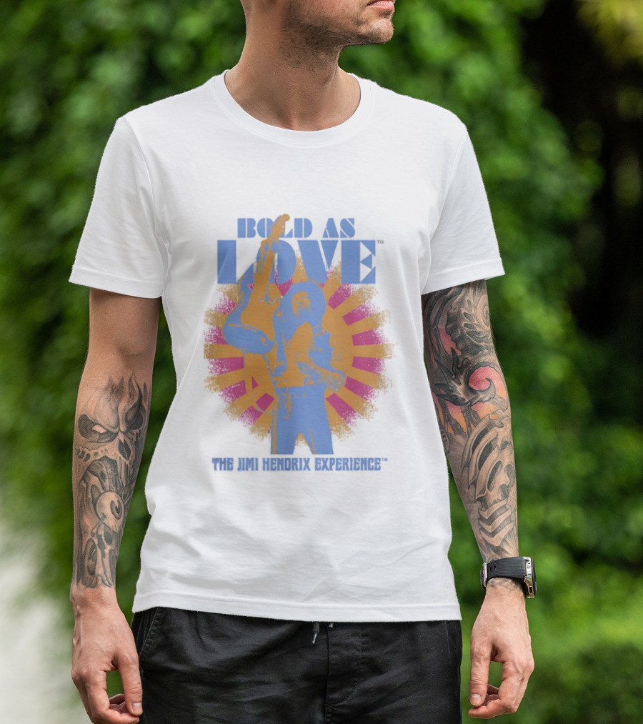 Bold As Love The Jimi Hendrix Experience Psychedelic Sunburst Guitar Art T-Shirt
