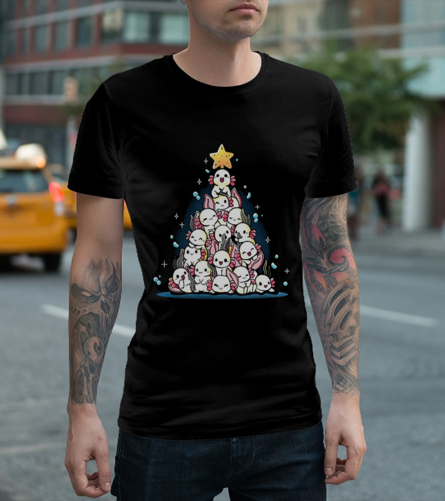 Axolotl Pyramid Shaped Christmas Tree Star Topper T-Shirt