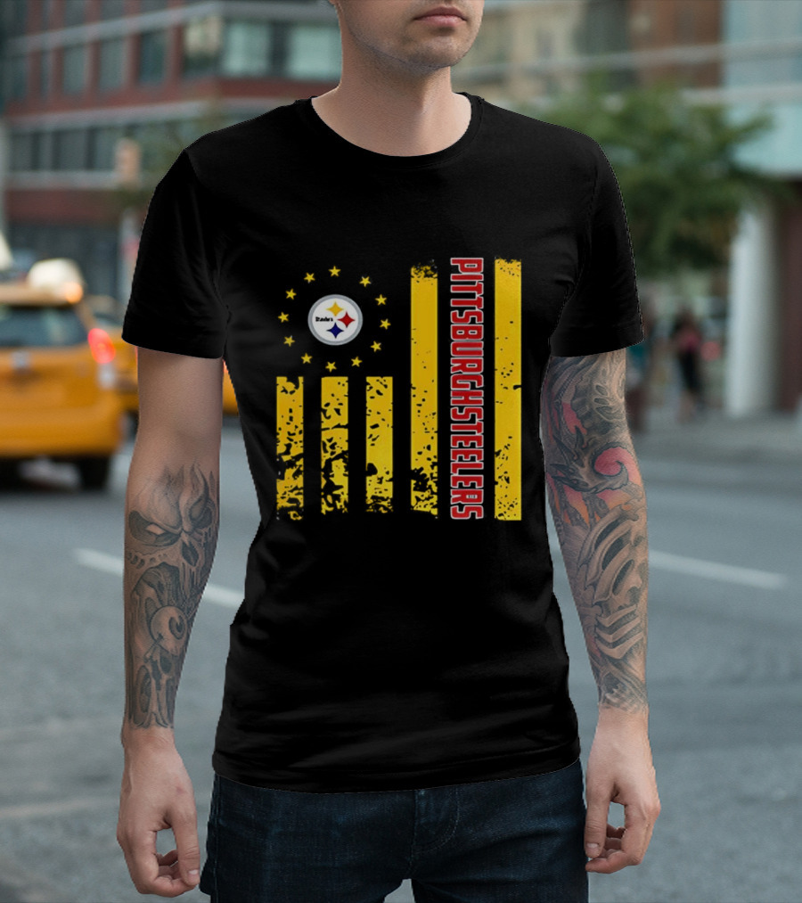 Pittsburgh Steelers American Flag NFL Steelmark Stars Stripes T-Shirt