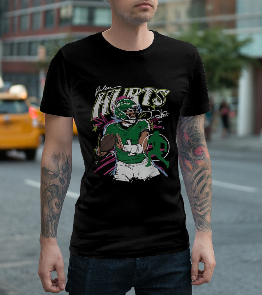 Jalen Hurts Philadelphia Eagles Football Scribble Signature Art Style T-Shirt