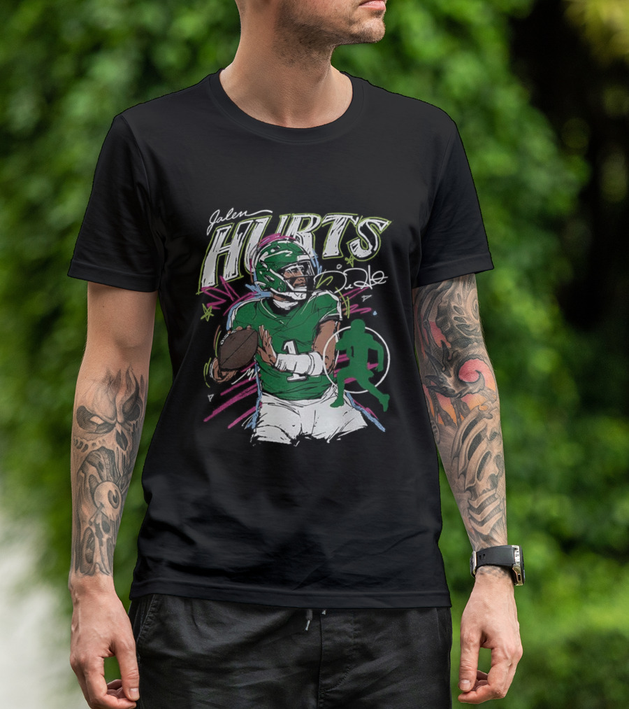 Jalen Hurts Philadelphia Eagles Football Scribble Signature Art Style T-Shirt