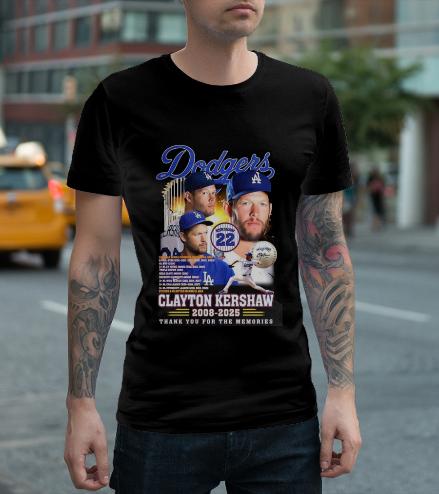 Dodgers Clayton Kershaw 2008-2025 Thank You For The Memories And Achievements T-Shirt