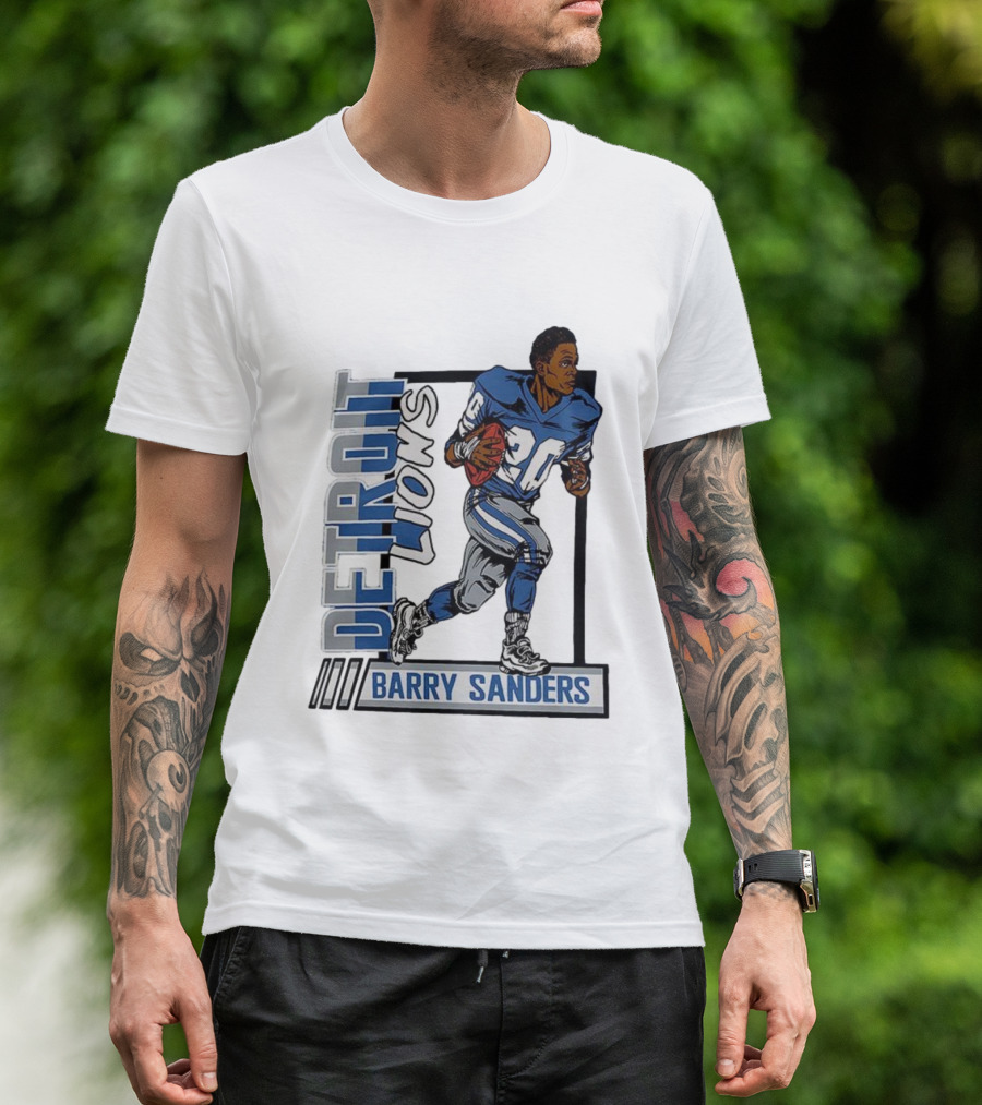 Barry Sanders Detroit Lions 20 Football Caricature T-Shirt