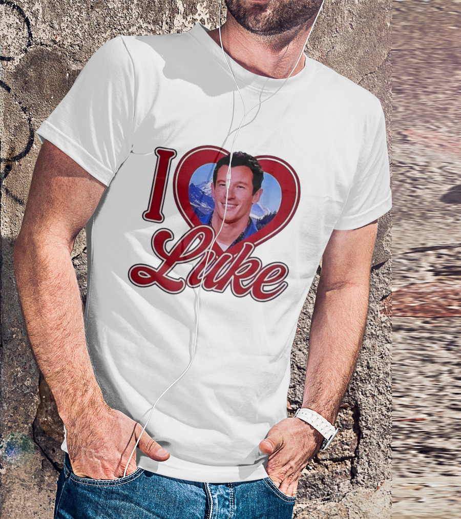 I Love Luke Heart Photo Mountain Background T-Shirt