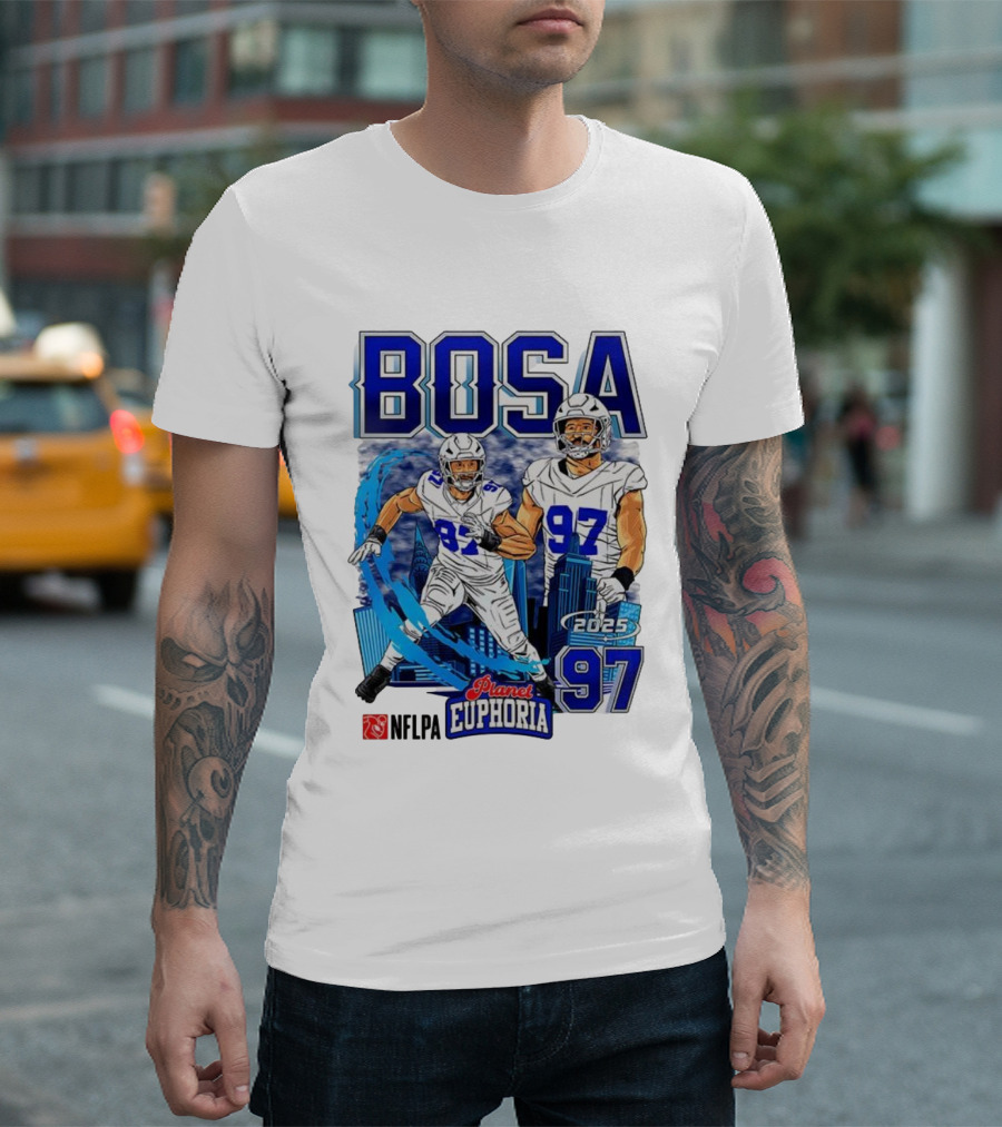 Bosa NFLPA Football 2025 Planet Euphoria Number 97 Skyline T-Shirt