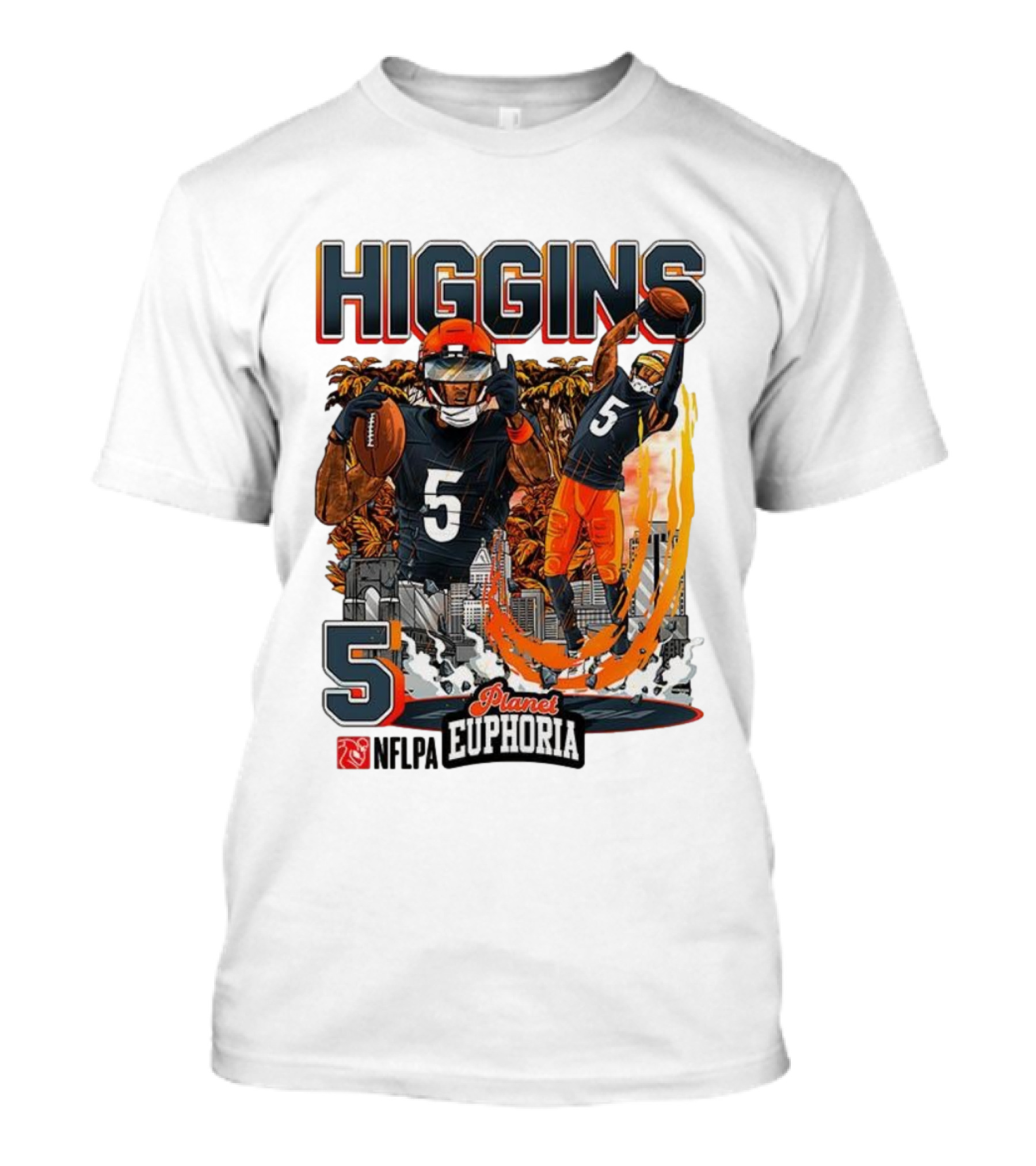 Higgins Cincinnati Number 5 Planet Euphoria Skyline Football T-Shirt