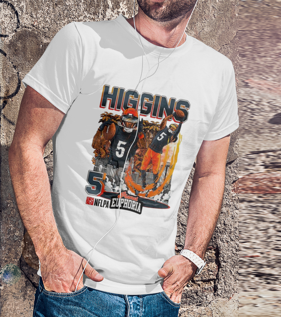 Higgins Cincinnati Number 5 Planet Euphoria Skyline Football T-Shirt