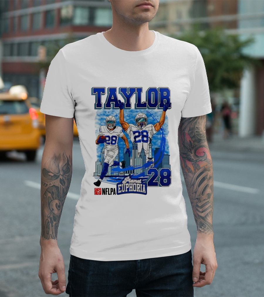 Taylor Indianapolis Planet Euphoria NFLPA Number 28 Skyline T-Shirt