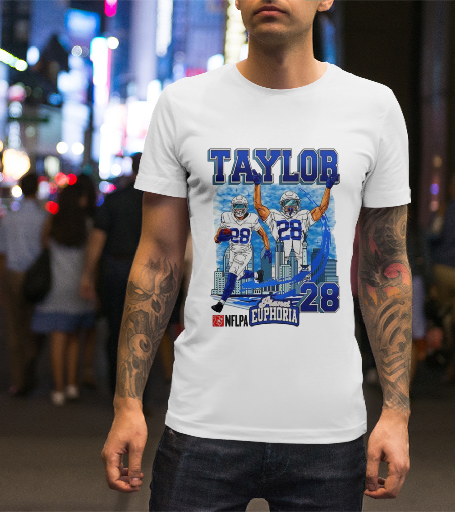 Taylor Indianapolis Planet Euphoria NFLPA Number 28 Skyline T-Shirt