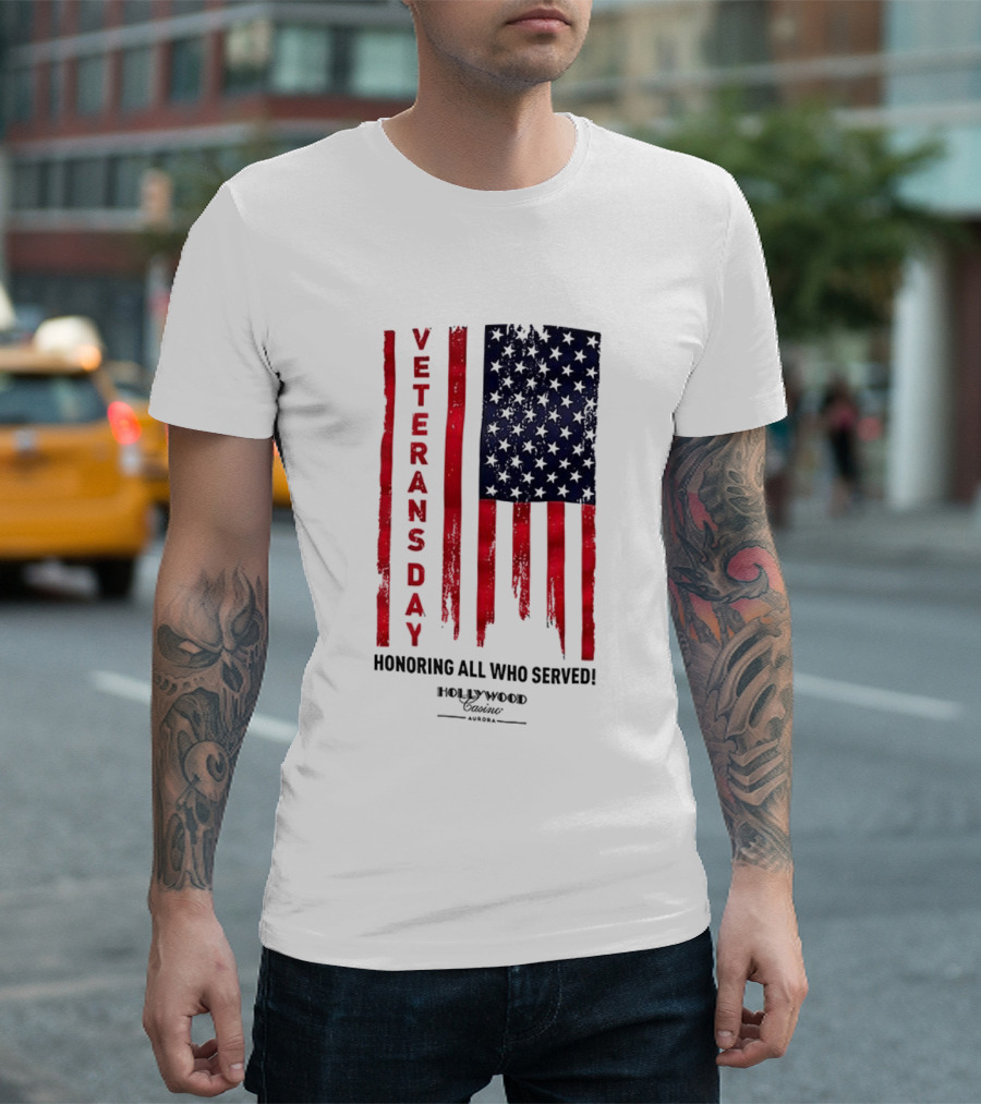 Veterans Day Honoring All Who Served Hollywood Flag Stars And Stripes T-Shirt