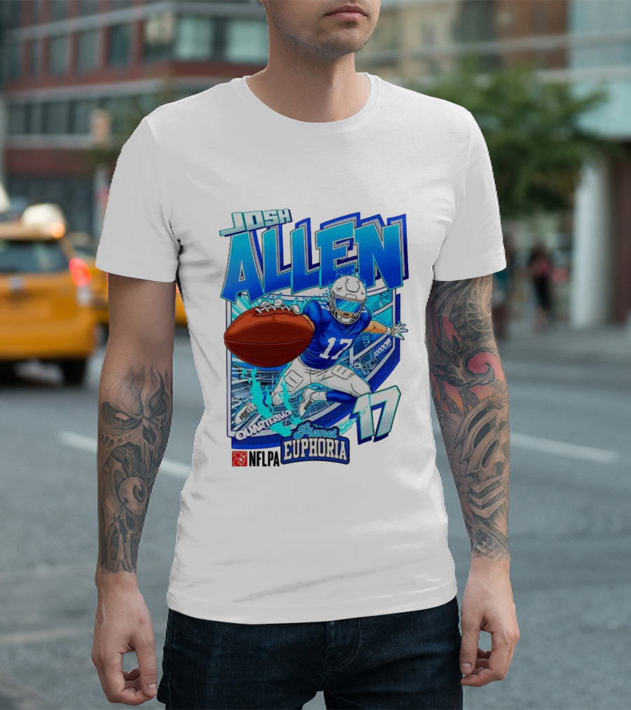 Josh Allen NFLPA Planet Euphoria Quarterback 17 Football Cartoon Gooooo T-Shirt