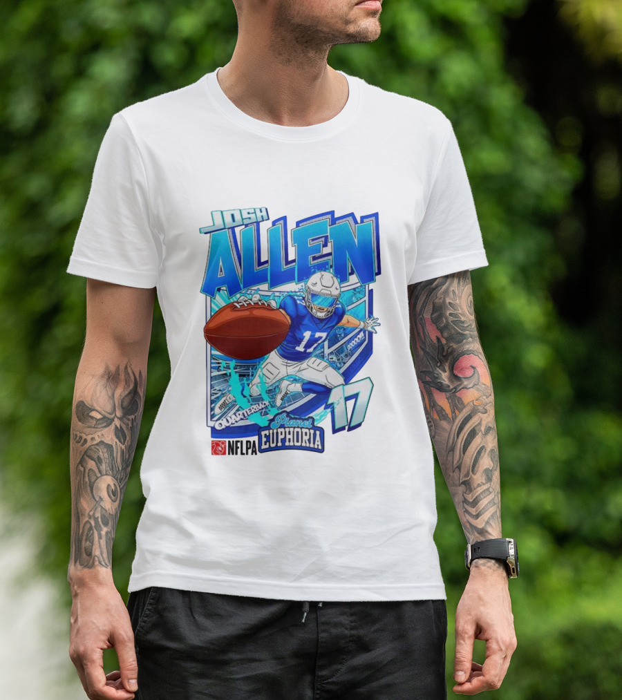 Josh Allen NFLPA Planet Euphoria Quarterback 17 Football Cartoon Gooooo T-Shirt