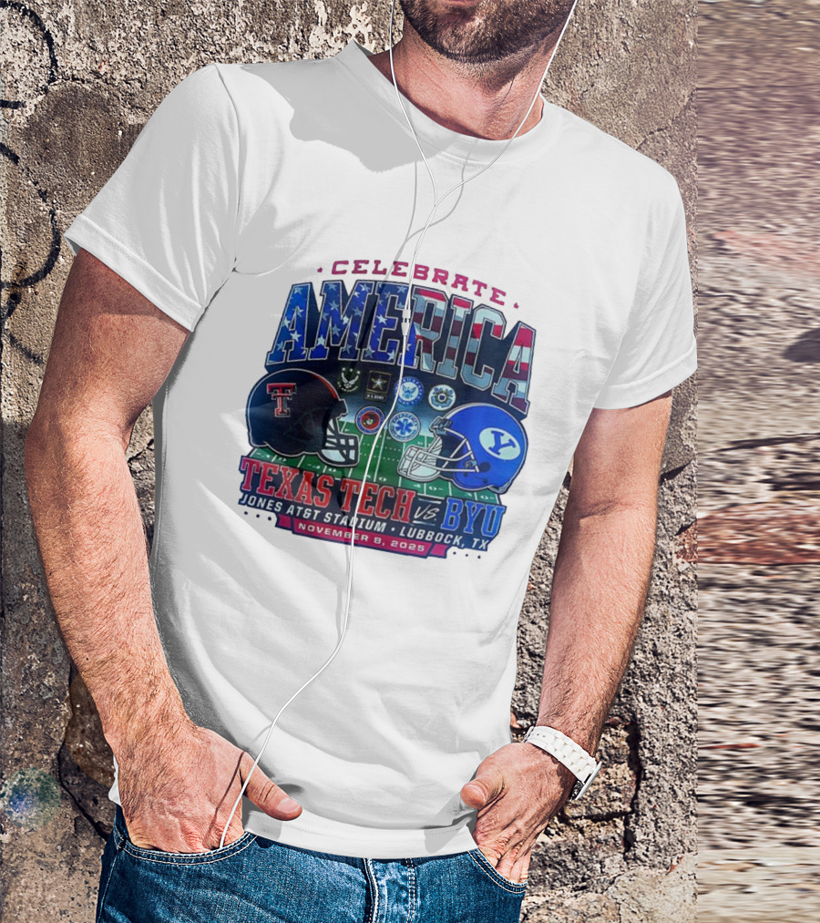 Texas Tech Vs BYU Celebrate America November 8 2025 Jones AT&T Stadium Lubbock T-Shirt