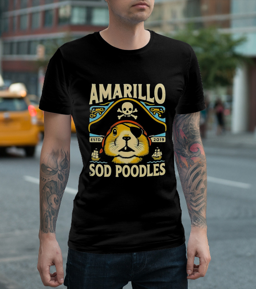 Amarillo Sod Poodles Pirate Prairie Dog Estd 2019 T-Shirt