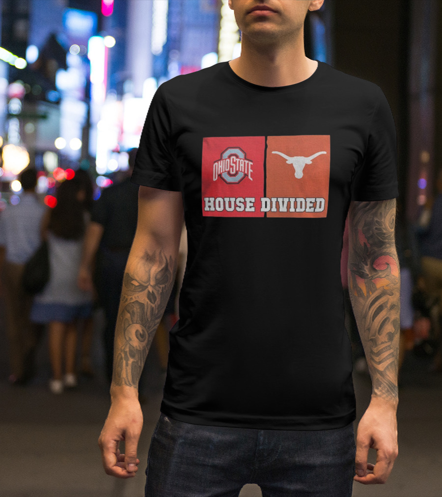 Ohio State Buckeyes Texas Longhorns House Divided T-Shirt