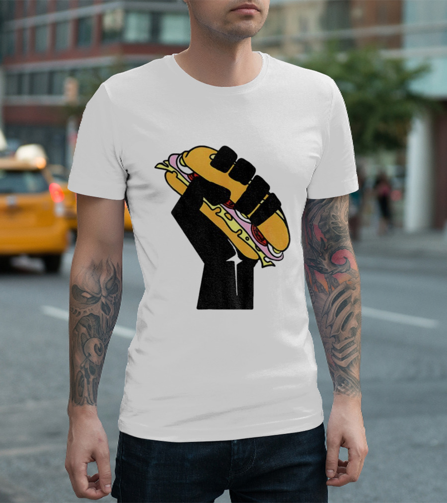 Hoagie Sandwich Guy Black Fist Resist Fascism Anti Trump Iconic Symbol T-Shirt