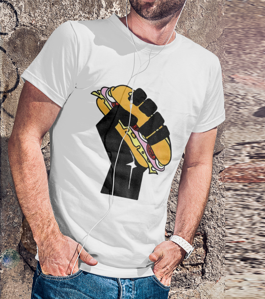 Hoagie Sandwich Guy Black Fist Resist Fascism Anti Trump Iconic Symbol T-Shirt