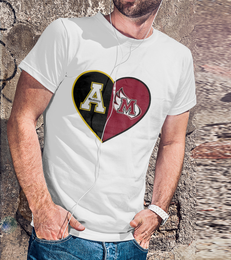 Appalachian State Mountaineers Meredith College Angels Split Heart Personalized T-Shirt