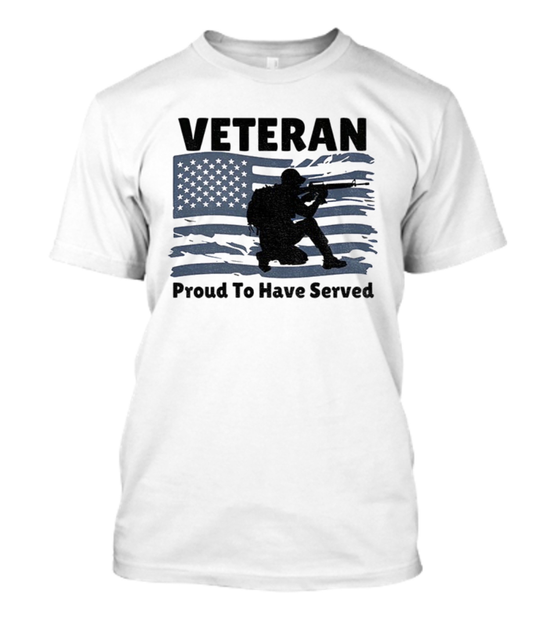 Veteran Proud To Have Served American Flag And Soldier Kneeling T-Shirt