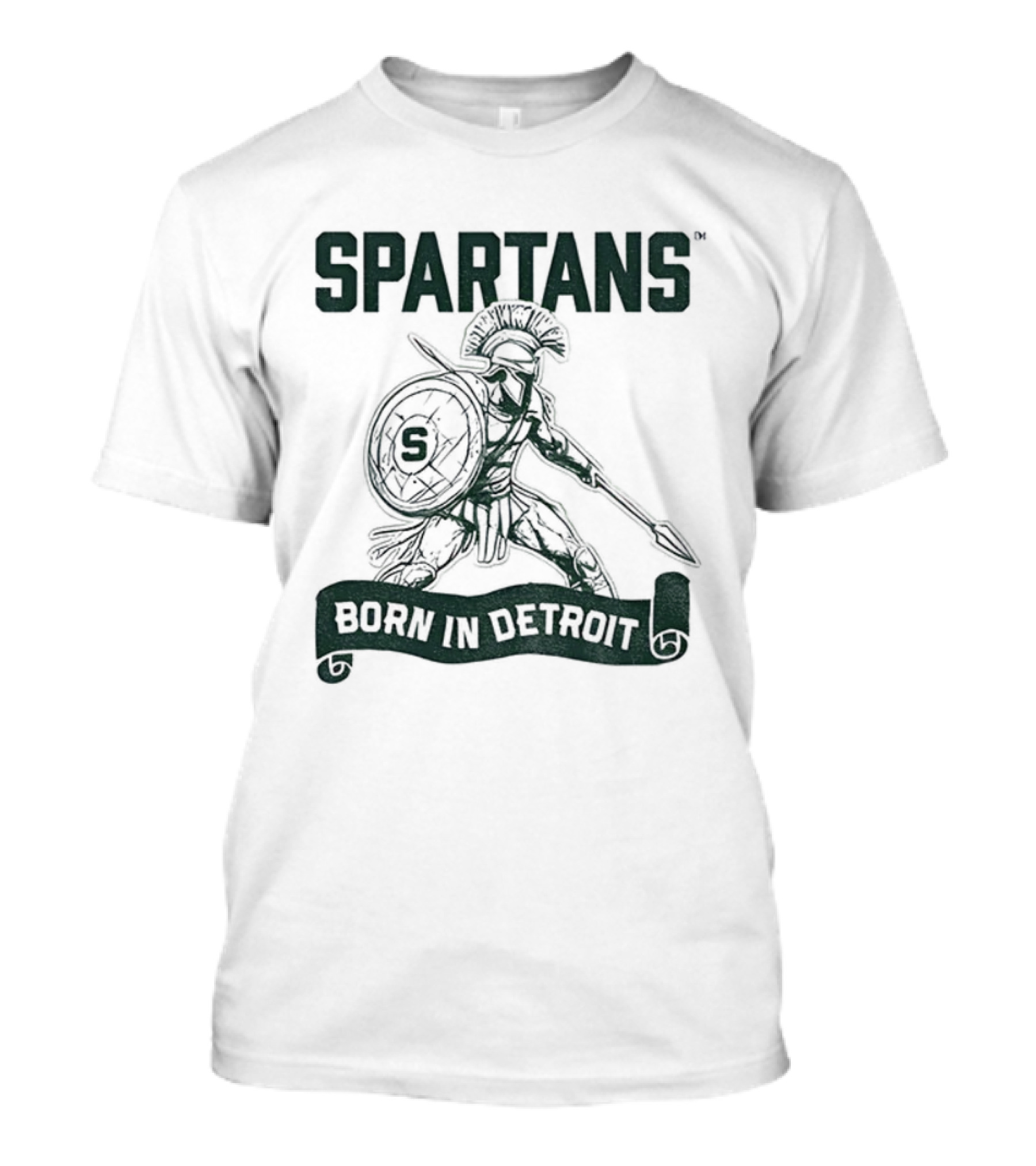 Spartans Warrior Emblem Born In Detroit T-Shirt