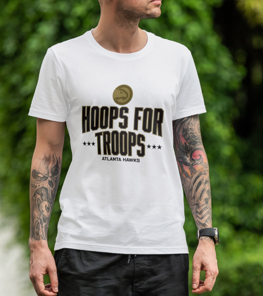 Atlanta Hawks Hoops For Troops Basketball Tribute T-Shirt