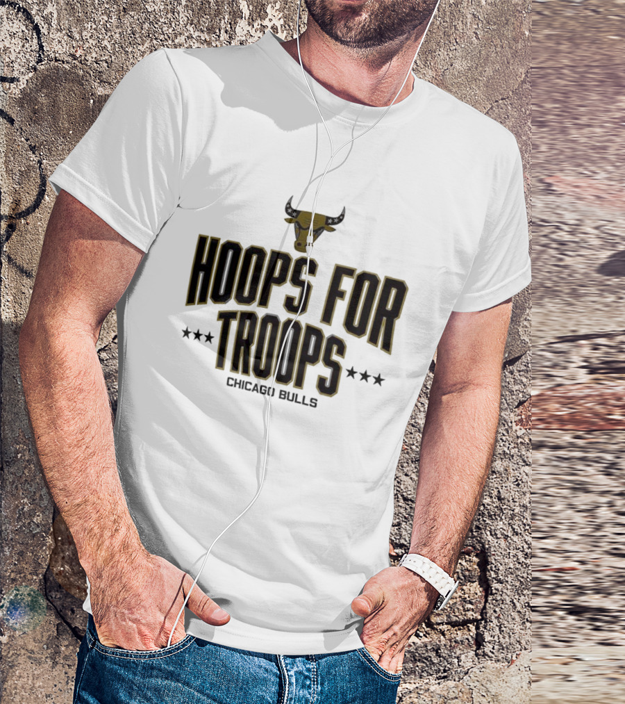 Chicago Bulls Hoops For Troops Bull Head Star Emblem T-Shirt