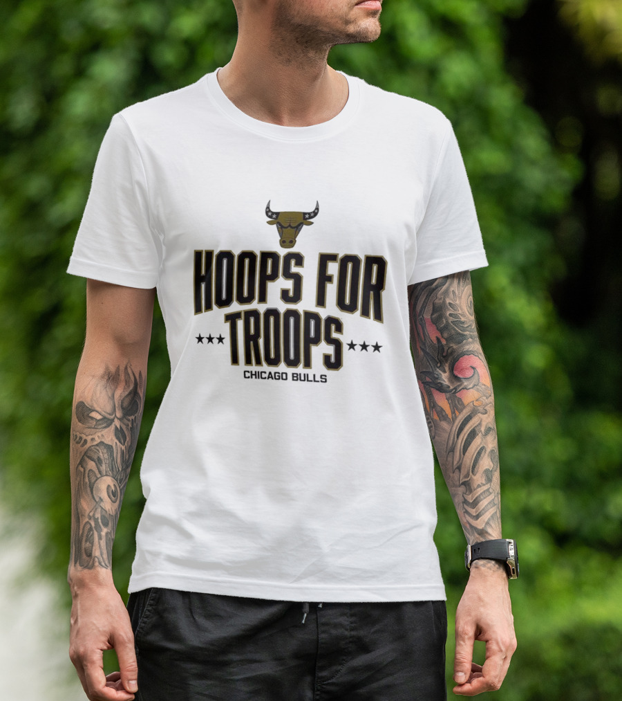 Chicago Bulls Hoops For Troops Bull Head Star Emblem T-Shirt
