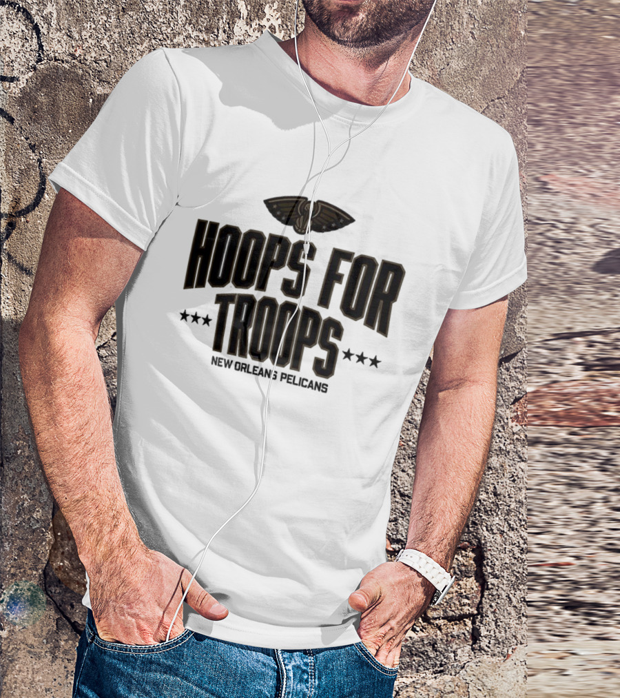 New Orleans Pelicans Hoops For Troops Basketball Team Support T-Shirt