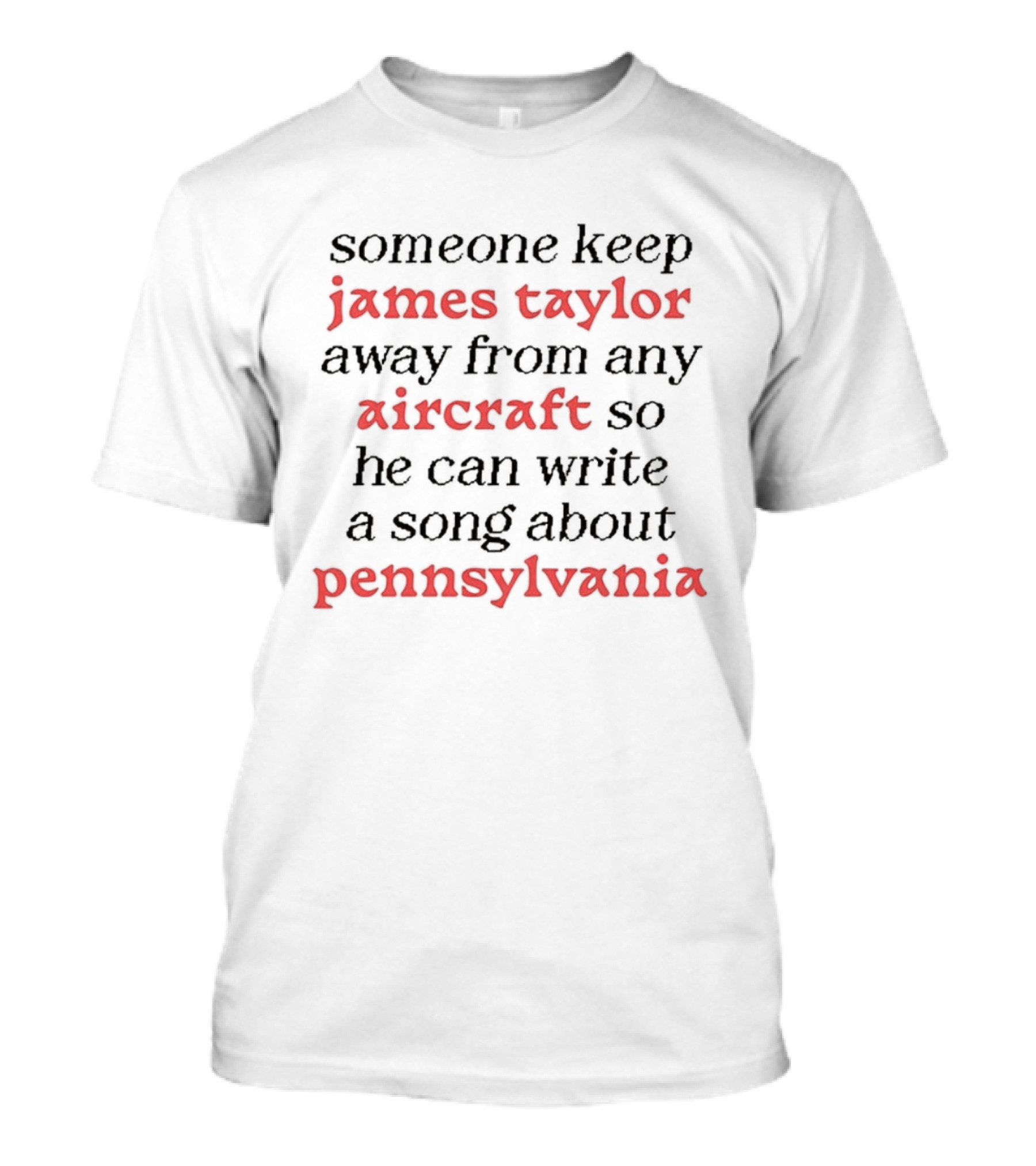 Someone Keep James Taylor Away From Any Aircraft So He Can Write A Song About Pennsylvania T-Shirt