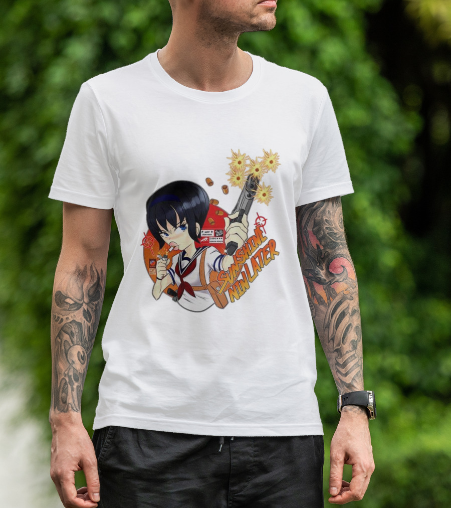Sunshine Nin Later Anime Character Smoking Gun Action Scene T-Shirt