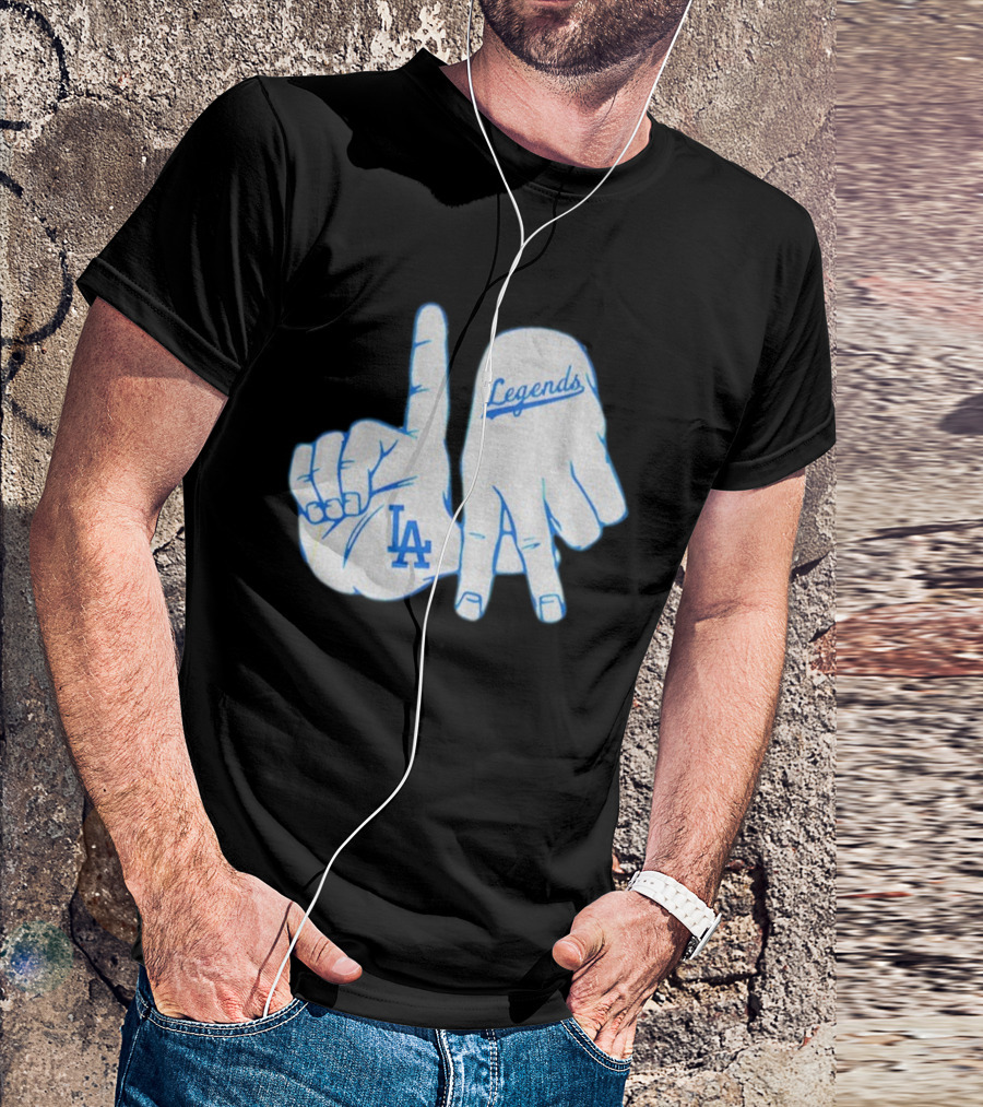 Los Angeles Dodgers Legends LA Hand Sign 2025 MLB Baseball T-Shirt