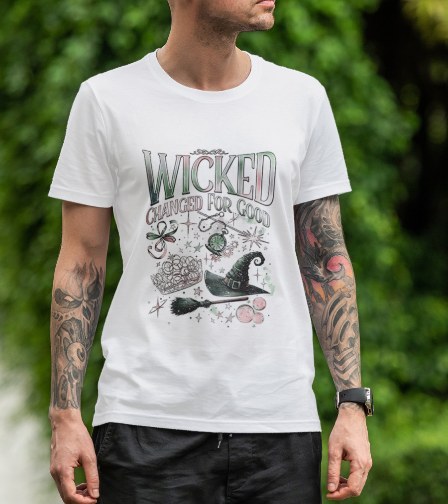 Wicked Changed For Good Defy Gravity Broomstick Magic Wand Halloween T-Shirt