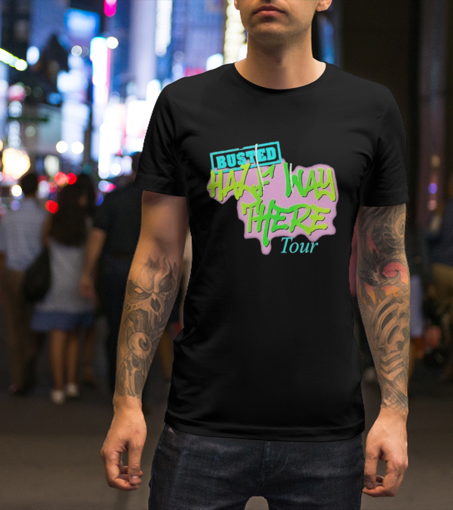Busted Half Way There Tour Graffiti Neon Style T-Shirt