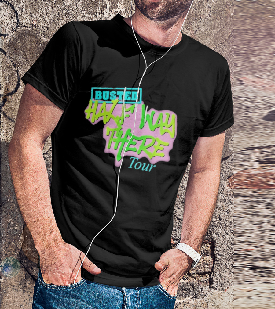 Busted Half Way There Tour Graffiti Neon Style T-Shirt