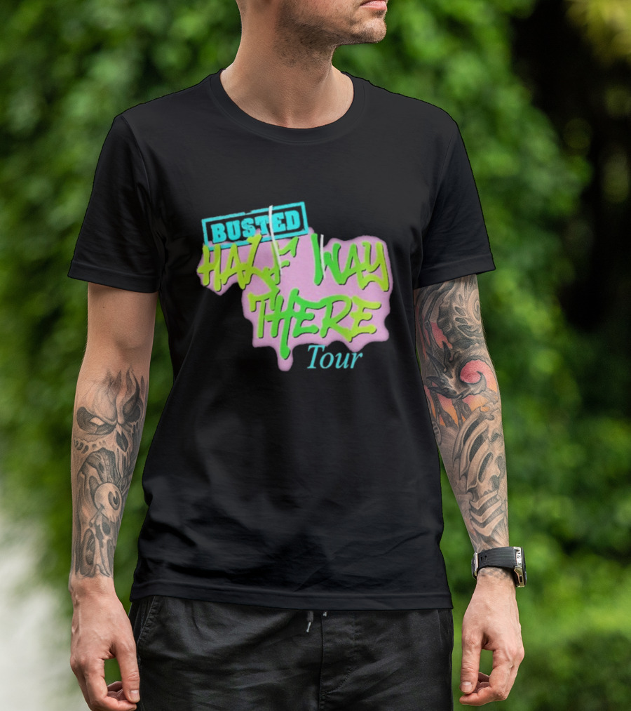 Busted Half Way There Tour Graffiti Neon Style T-Shirt