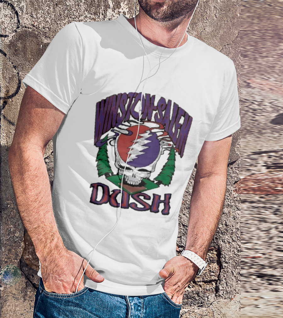 Winston-Salem Dash Grateful Dead Collaboration With Iconic Skull Lightning Bolt And Pine Trees T-Shirt