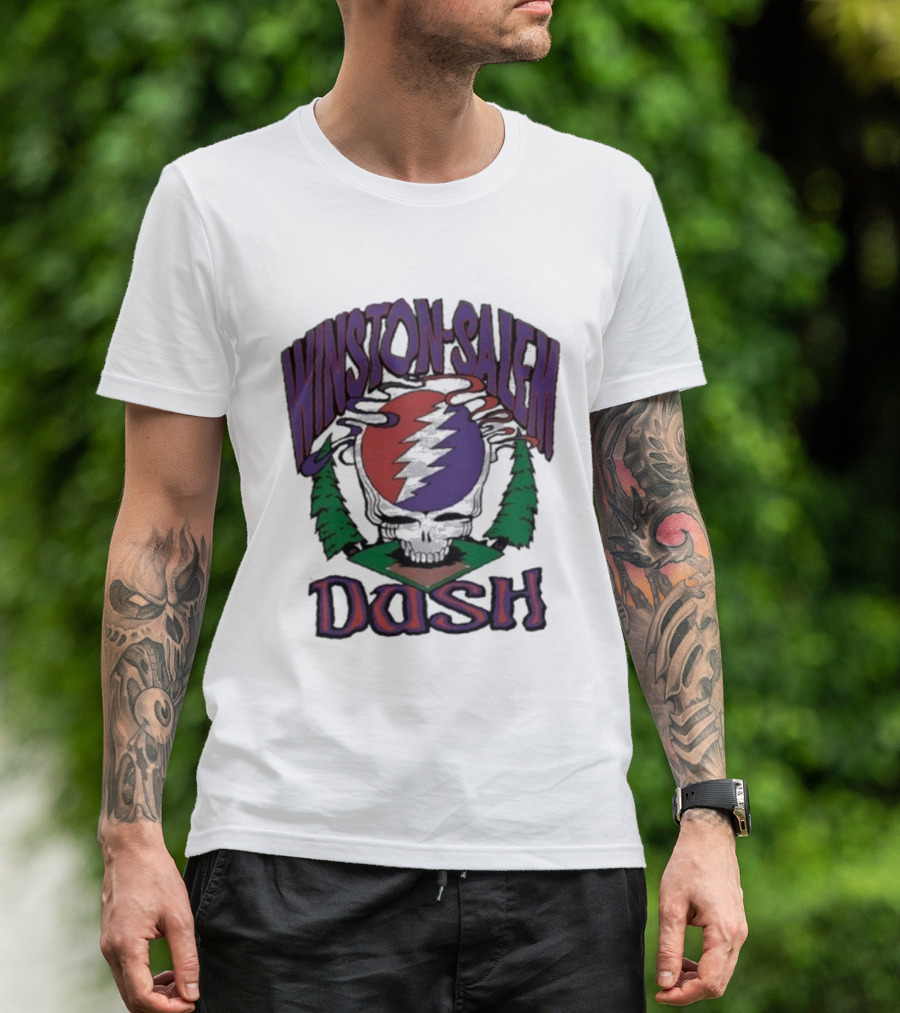 Winston-Salem Dash Grateful Dead Collaboration With Iconic Skull Lightning Bolt And Pine Trees T-Shirt