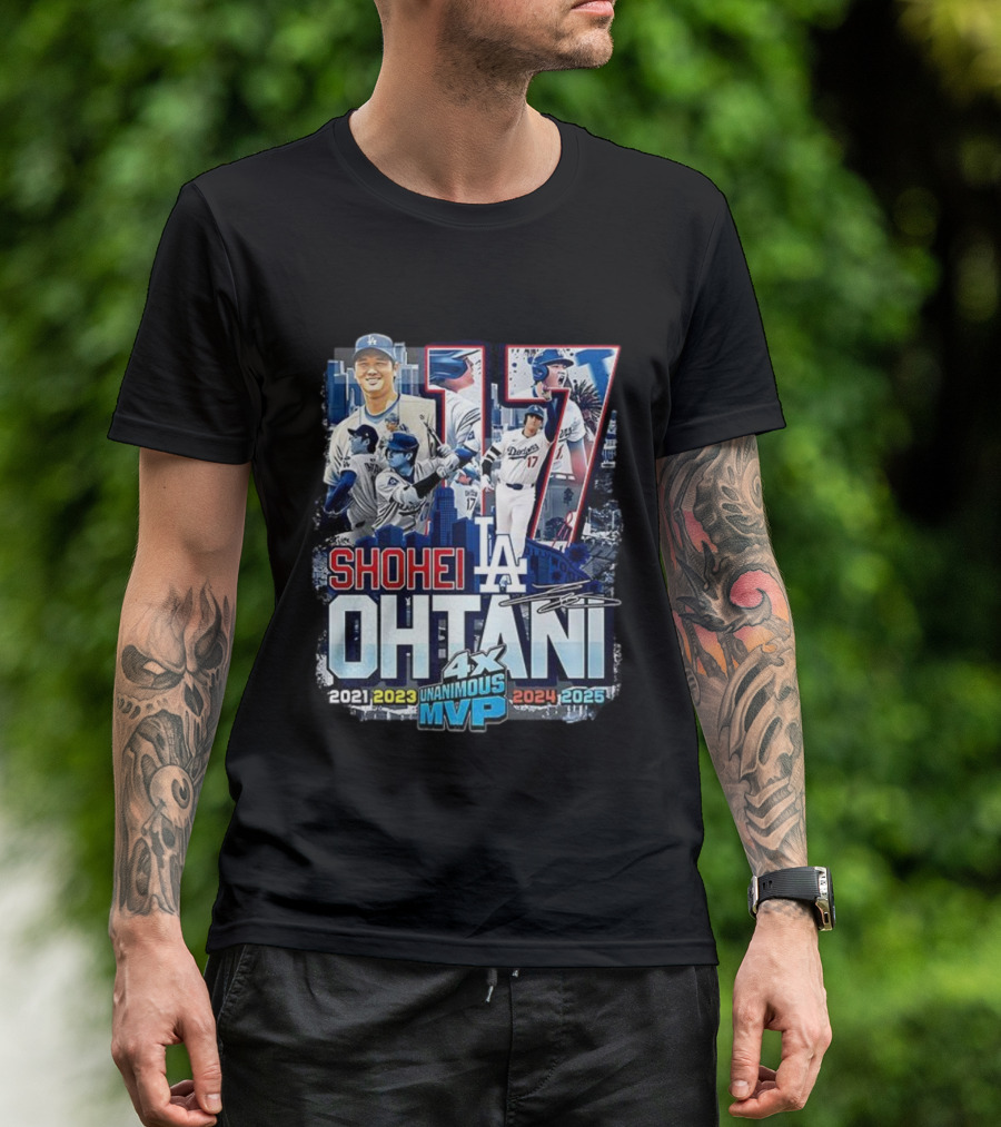 Shohei Ohtani 17 LA Unanimous MVP 2021 2023 2024 2025 Signature T-Shirt