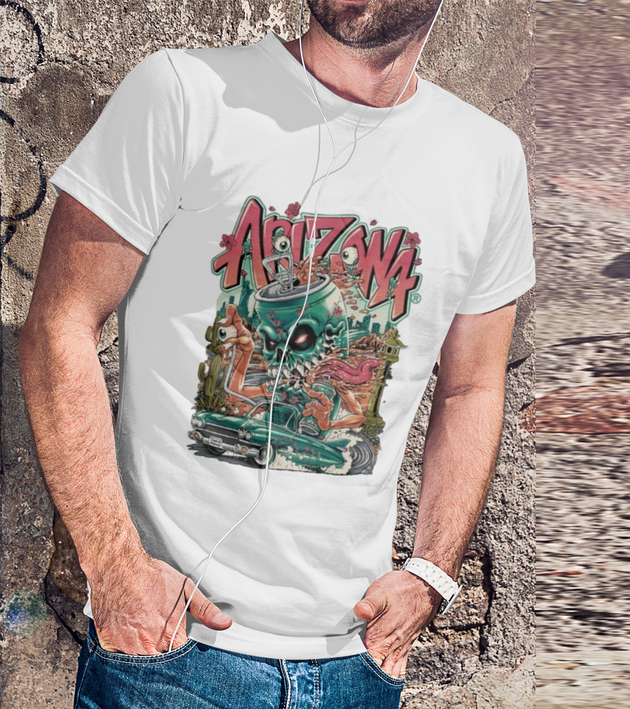 Arizona Evil Green Tea Car Cactus Monster Cartoon T-Shirt