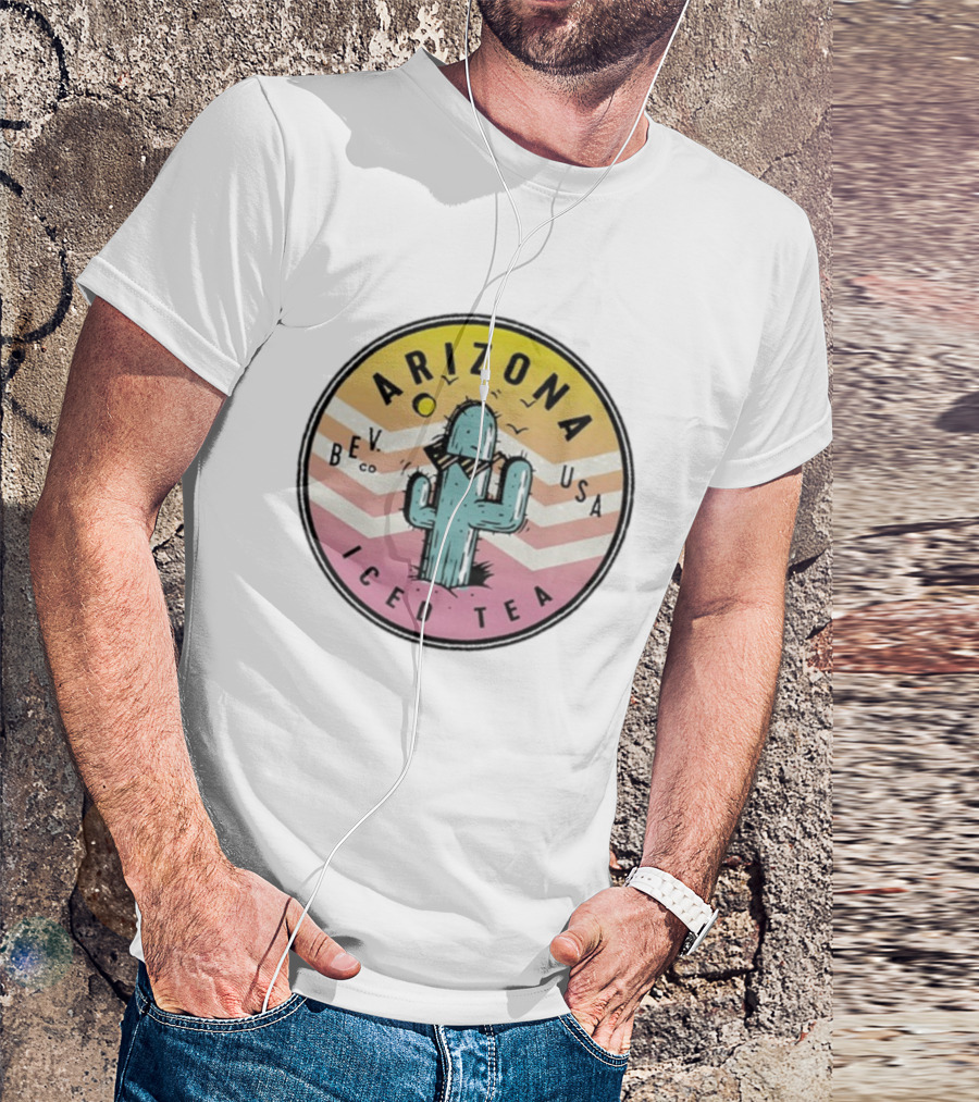 Arizona Iced Tea Bev USA Cactus Retro Circle Sunburst T-Shirt