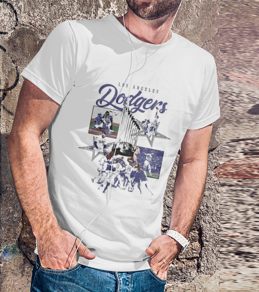 Los Angeles Dodgers World Series Champions Stars Montage T-Shirt