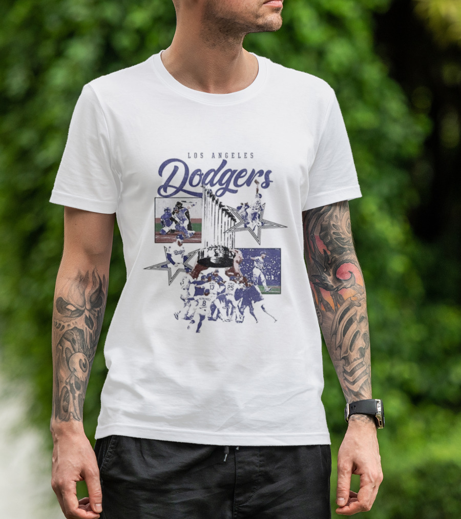 Los Angeles Dodgers World Series Champions Stars Montage T-Shirt