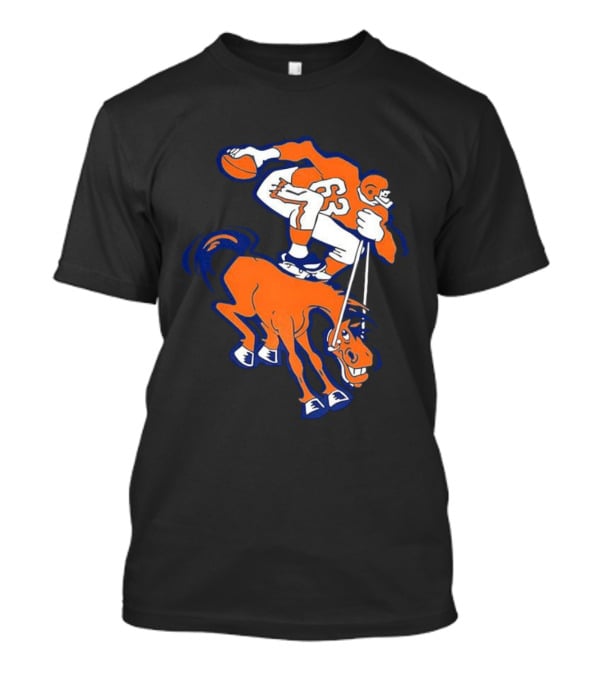 Denver Broncos Vintage Football Horse And Throwing Player T-Shirt