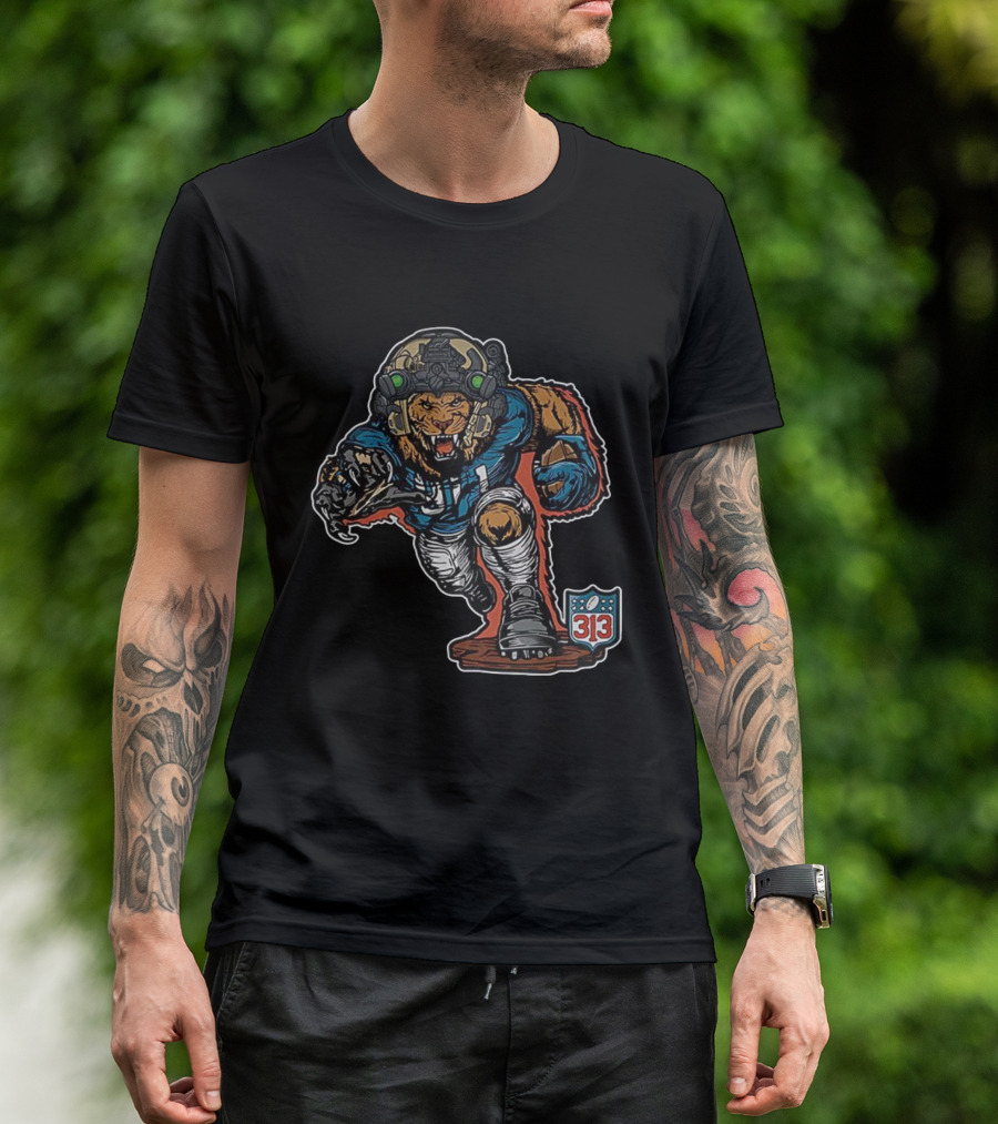 Detroit Lions 313 Soldier Mascot Football Lion Warrior T-Shirt