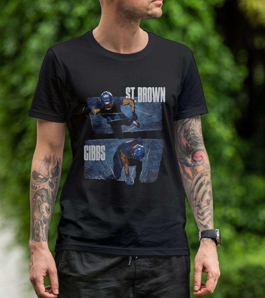 Detroit Lions Football Stars Jahmyr Gibbs And Amon-Ra St. Brown T-Shirt