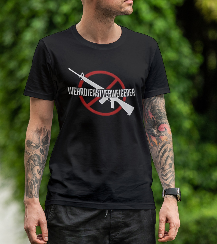 Wehrdienst Verweigern Anti-Gun Symbol Red Circle Rifle Imagery T-Shirt